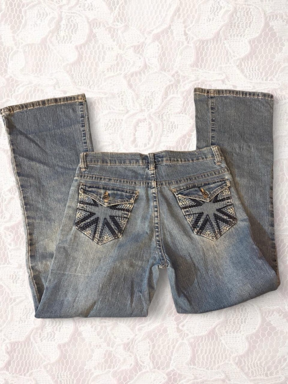 Vintage 2000s British flag flare jeans